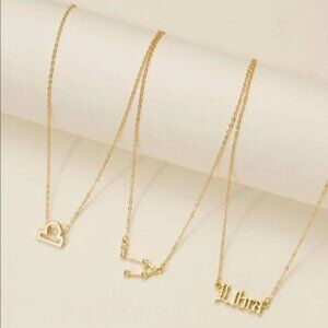 New Golden Libra Constellation Necklace Set of 3